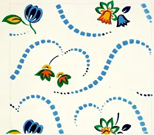 Swirls Prints: Design for Woven Textile with small flowers