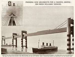 Images Dated 26th February 2021: Designs for a Channel Bridge by Sir Owen Williams