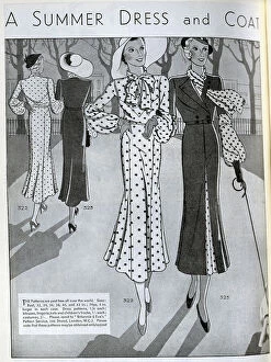 Frock Collection: Designs for women's summer dresses. The patterns were available to order for home dressmakers