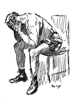 Heart Prints: Despairing man with his head in his hands