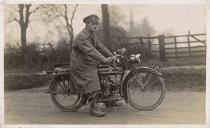Images Dated 7th July 2016: Despatch rider with Douglas motorcycle, WW1
