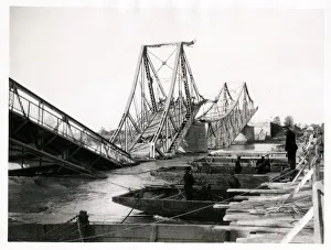 Desstroyed bridge Dniester River Ukraine WWI