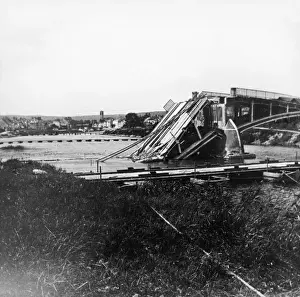 Destroyed bridge over the Marne WWI