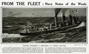Torpedoes Prints: Destroyer at target practice by G. H. Davis