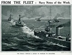 Destroyer at target practice by G. H. Davis