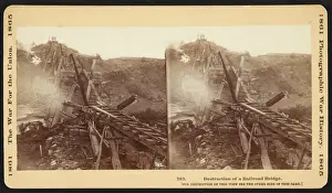 Rail Road Prints: Destruction of a railroad bridge
