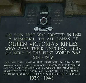 Plaque Collection: Detail, Queen Victoria Rifles Memorial, Hill 60