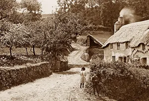 A Devon country lane Victorian period