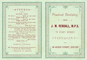 Devonshire dentists trade card and price list