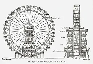Worlds Prints: Diagram of the original design for the Great Wheel