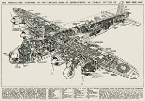 Parts Gallery: Diagram of The Short Stirling aeroplane 1942