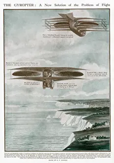 Rotary Prints: Diagram showing a flying machine designed by Scottish engineer Mr George Louis Outdrum Davidson