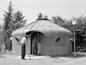 Fuller Prints: Diamaxion house, metal, adapted corn bin, built by Butler Br