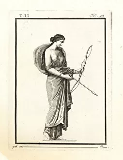 Pompeii Collection: Diana the huntress with her bow and arrow