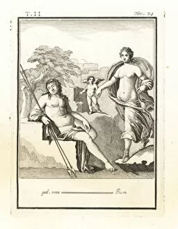 Antichità Gallery: Diana led by Amore (cupid) falls in love with