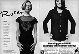 Adverts Gallery: Diana Rigg wearing SWAPL jacket, Roter advertisement
