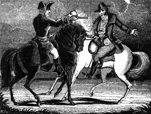 Dick Turpin holds up fellow highwayman, Tom King