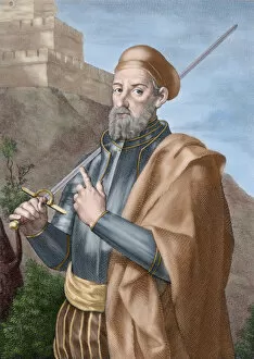 Diego Garc?=?a de Paredes (1468-1533). Engraving. Colored
