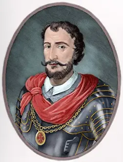 Diego Hurtado de Mendoza (1503-1575). Engraving. Colored