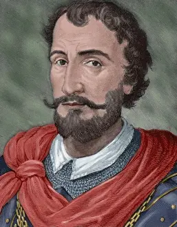 Historian Prints: Diego Hurtado de Mendoza (1503-1575). Portrait. Engraving. C
