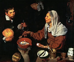 Edinburgh Collection: Diego Velazquez (1599-1660). Old Woman Cooking Eggs, 1618