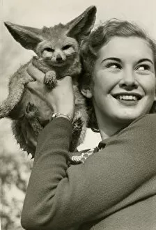 Teenage Collection: Dinah Sheridan, 16-year-old film actor, with Fennex fox