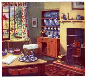 Teatime Collection: Dining room at teatime with open window