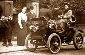 Clarendon Prints: De Dion Car in Clarendon Street, Nottingham in 1900