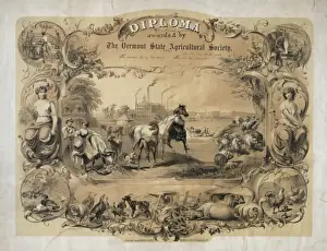 Diploma Prints: Diploma awarded by The Vermont State Agricultural Society