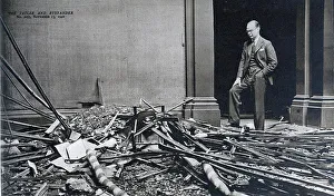Tate Prints: Director of the Tate Gallery, inspecting damage