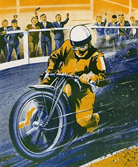 Fast Prints: Dirt track rider, 1930s