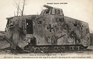 Marne Prints: Disabled German Tank - WWI - Betheny (Marne)