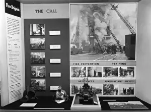 Exhibits Prints: Display of exhibits about the London Fire Brigade