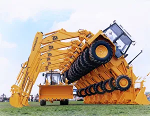 Industry Gallery: Display of JCB Extradig diggers in a field