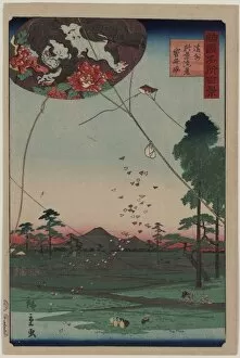 Kites Gallery: Distant view of Akiba of Enshu: kites of Fukuroi