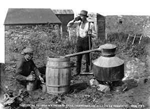 Private Collection: Distilling Poteen in a Private Still, Inishowen, an Irish Ho