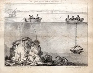 Divers Prints: Divers boring and blasting rocks