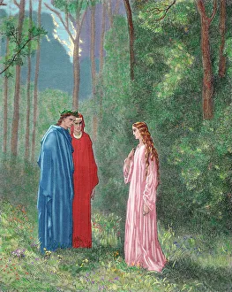 Allegorical Collection: Divine Comedy. Fifth Canto of the Purgatory. Dante talks wit