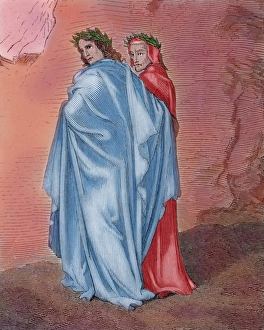 Alighieri Gallery: Divine Comedy. Journey of Dante through the Hell, guided by