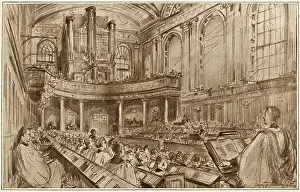 Choir Prints: Divine service in the college chapel at Trinity College, Dublin