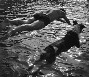 Sheep Dog Prints: Diving Dude & Dog
