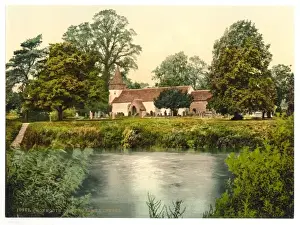 Monmouth Prints: Dixton Ferry and Church, Monmouth, England