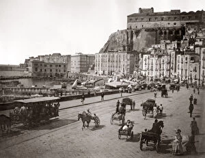 Dock view, Santa Lucia, Naples, Italy c.1870's