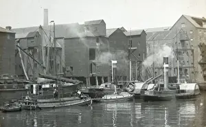 Docks, fishing vessels and smoke houses, Hull, Yorkshire