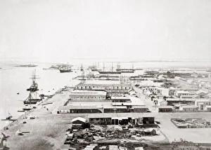 Docks at Port Said, Suez Canal, Egypt, c. 1870 s