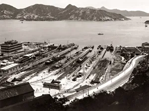 Slipway Prints: Dockyard in Hong Kong, c. 1930 s