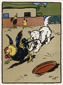 Cocks Prints: Dog Attacks Poultry