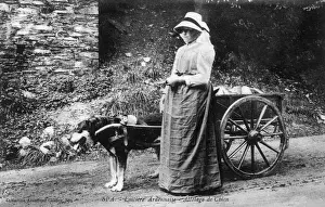 Harnessed Prints: Dog and Cart and Maid