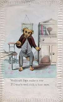Images Dated 22nd June 2018: Dog in human clothing on a comic greetings card