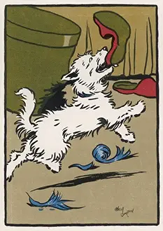 Misbehaving Prints: Dog with Red Slippers